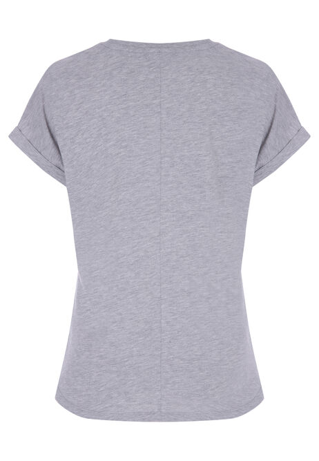 Womens Grey Photo Graphic T-Shirt