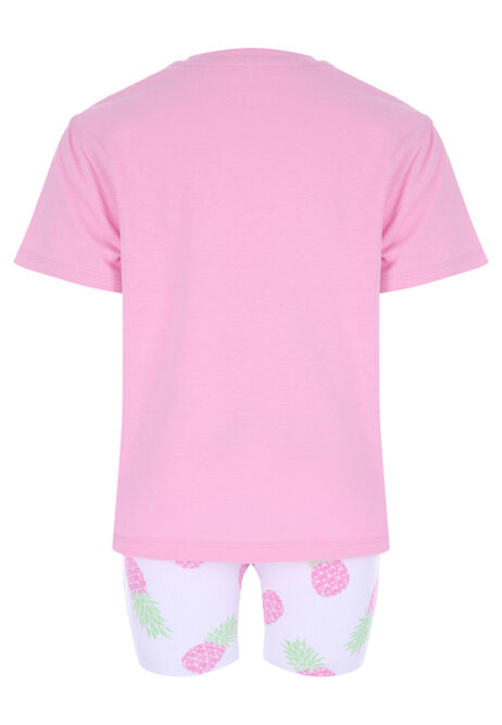 Younger Girls Pink Pineapple T-shirt & Shorts Set