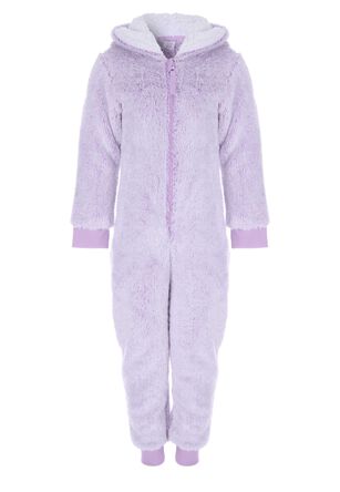 Girls Lilac Glitter Fleece Onesie