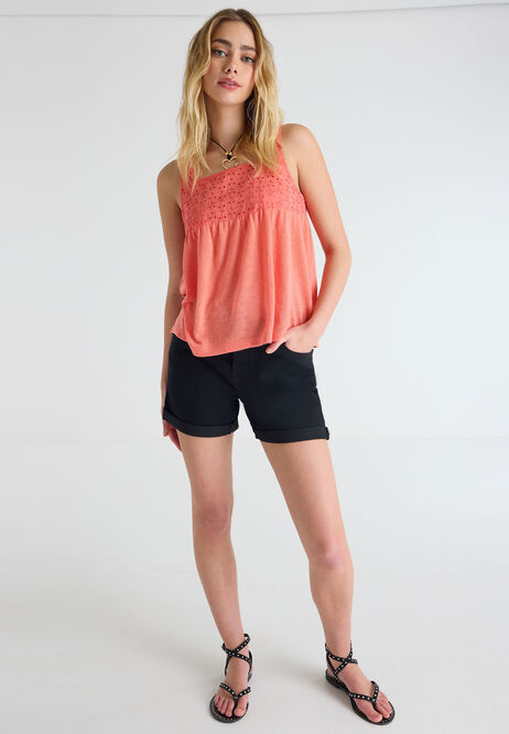 Womens Coral Broderie Swing Vest