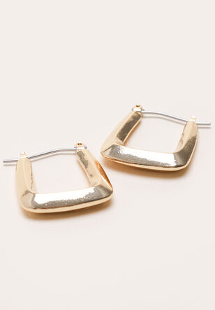 Womens Gold Small Square Hoops 