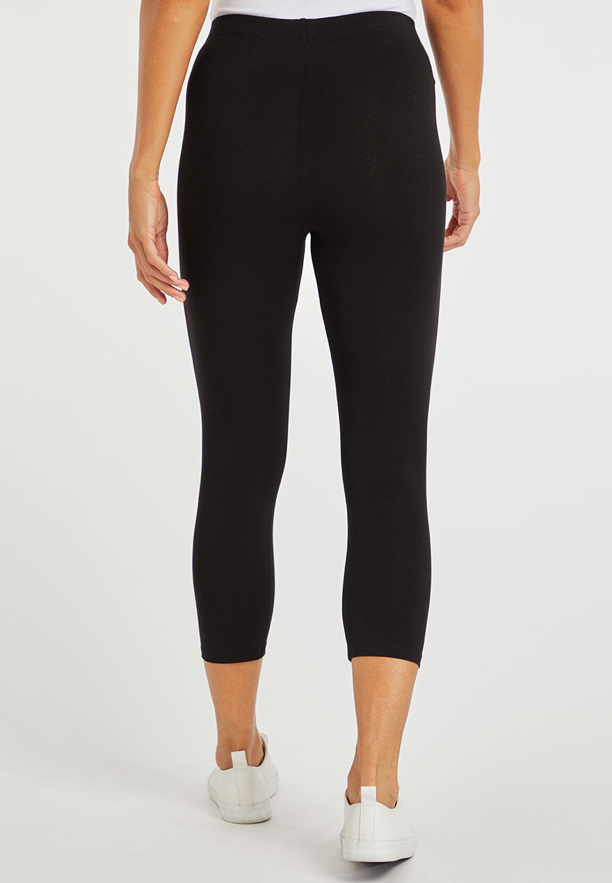 Womens Black Cropped Leggings Peacocks