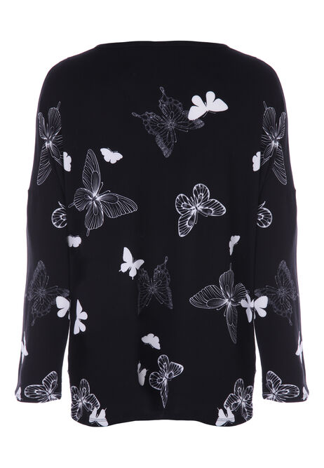 Womens Soft Touch Black Butterfly Top