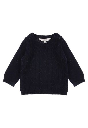 Baby Boy Navy Speckled Cable Knit Jumper