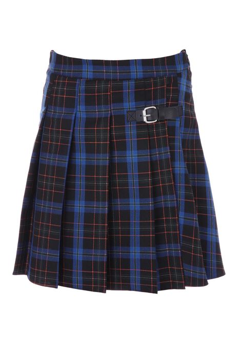 Older Girls Black & Blue Checked Kilt Skirt