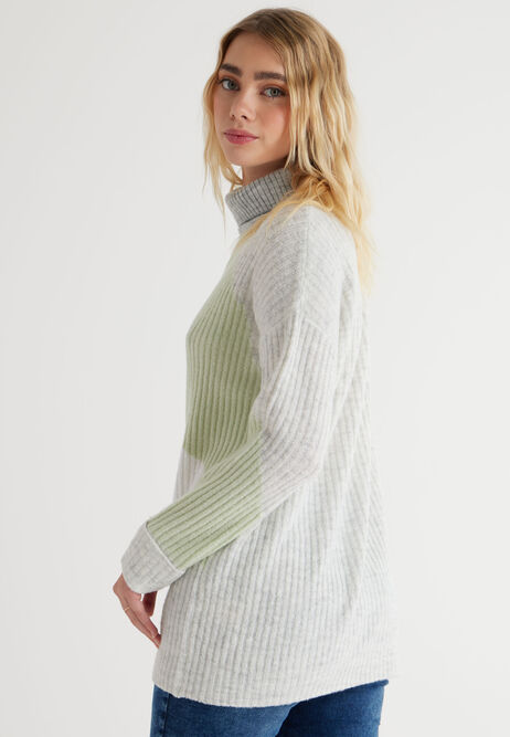 Womens Grey Abstract Colour Block Jumper