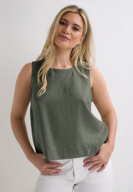 Womens Khaki Textured Vest Top