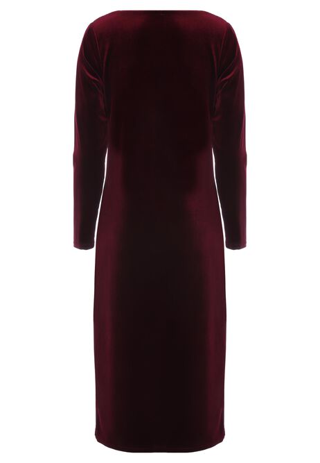 Womens Burgundy Velvet Asymmetrical Dress