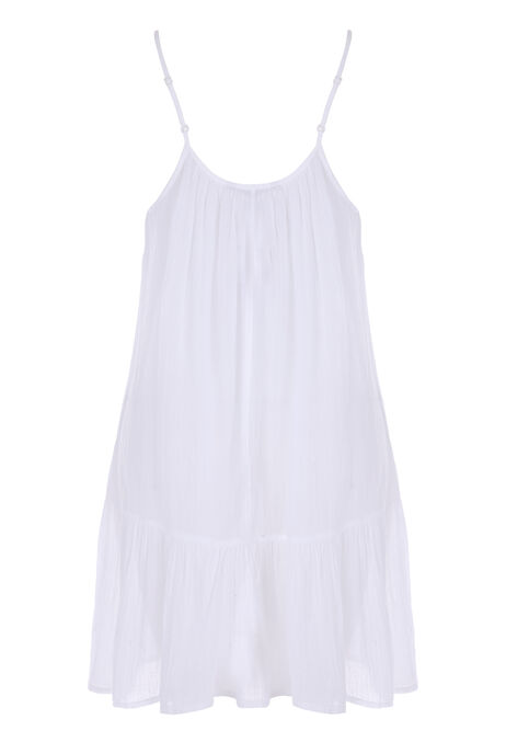 Womens White Strappy Cotton Dress