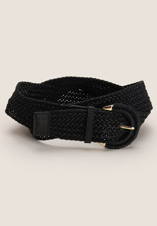 Womens Black Braided Woven Belt