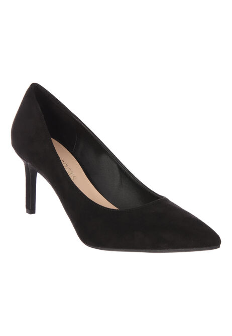 Womens Black Suedette Court Shoes High Heels