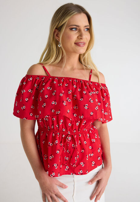 Womens Reed Floral Strappy Double Layer Blouse