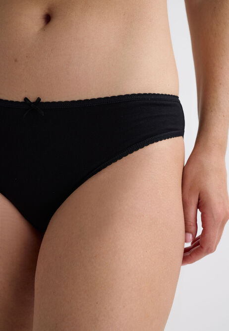 Womens 4pk Plain Black High Cut Briefs