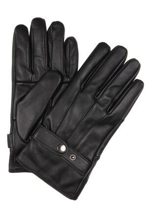 Mens Black Faux Leather Glove