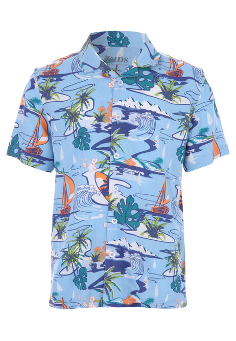 Younger Boy Turquoise Hawaiian Shirt