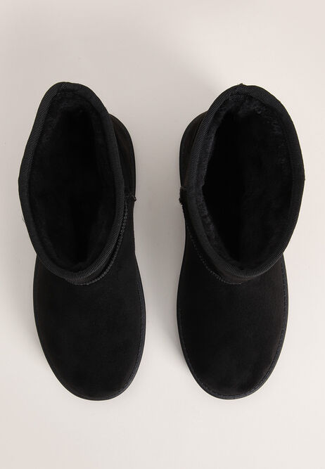 Womens Black Mini Faux Fur Ugg Boots
