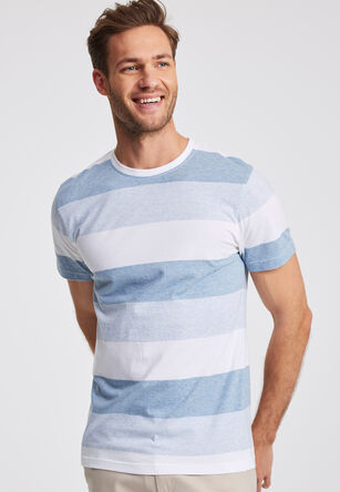 Mens Blue Stripe Black T-Shirt