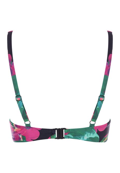 Womens Pink Floral Print Bikini Top