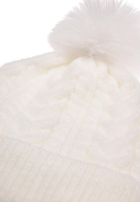 Baby Cream Cable Knit Hat and Mitten Set