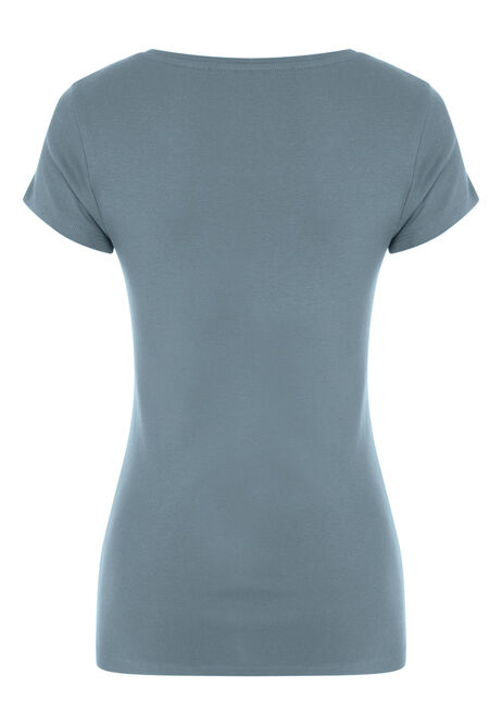 Womens Blue Grey Crew Neck T-Shirt