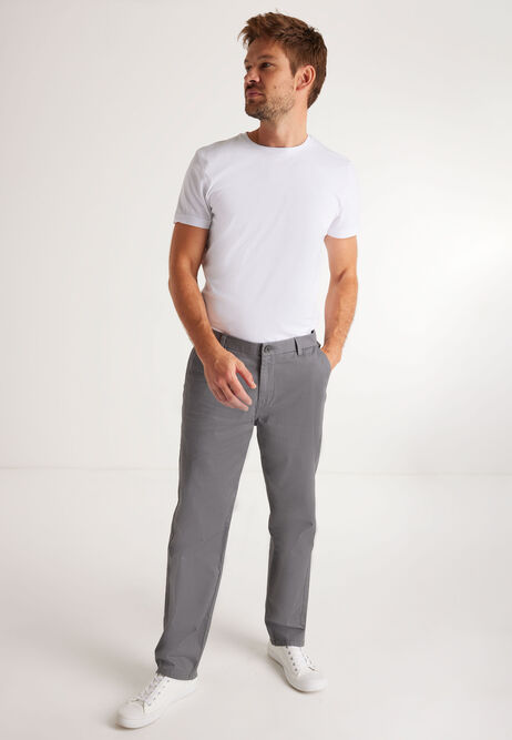 Mens Charcoal Straight Chino Trousers 