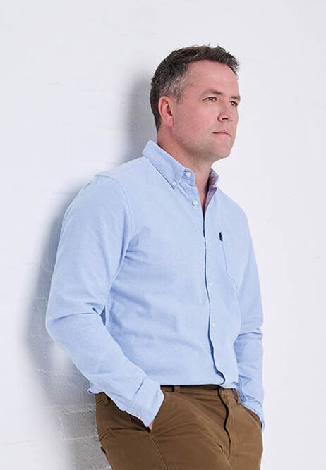 Mens Light Blue Long Sleeve Oxford Shirt