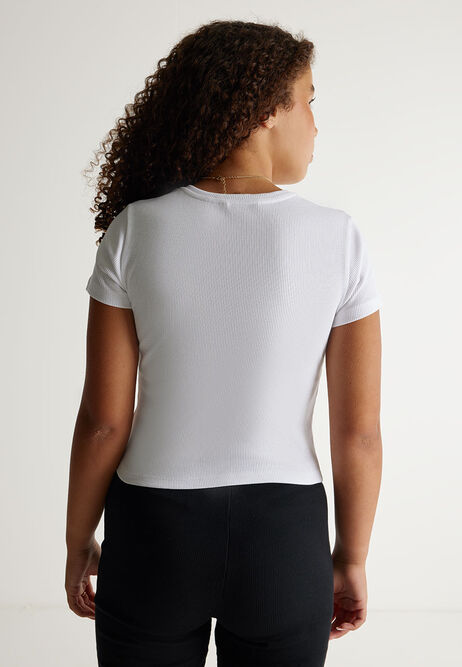 Older Girls White Cut Out Top 
