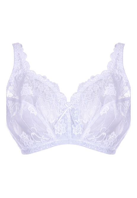 Womens White Lace Firm Control Bra