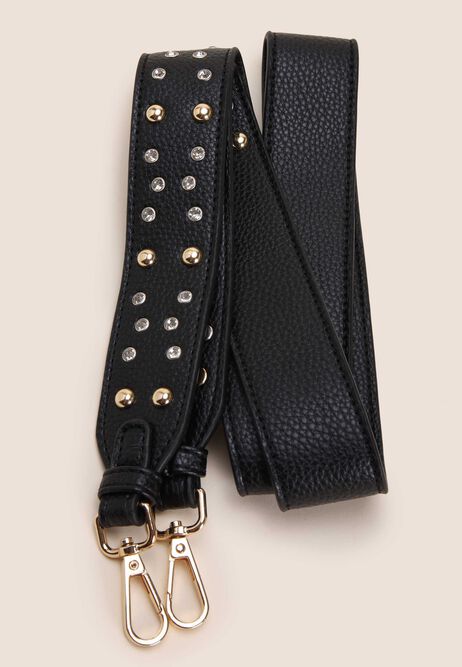 Womens Black Stud Embellished Bag Strap
