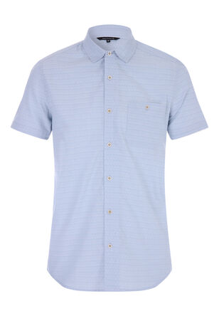 Mens Light Blue Printed Short Sleeve Shirt