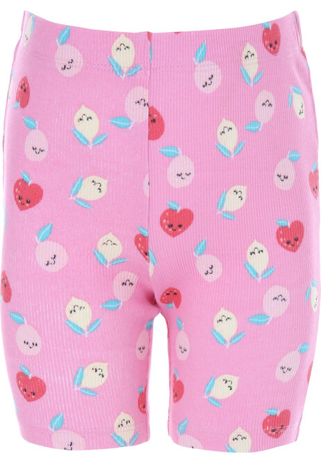 Younger Girls White Fruit T-Shirt & Pink Cycle Short Set