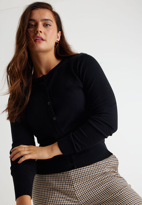 Womens Black Classic Button Up Cardigan 