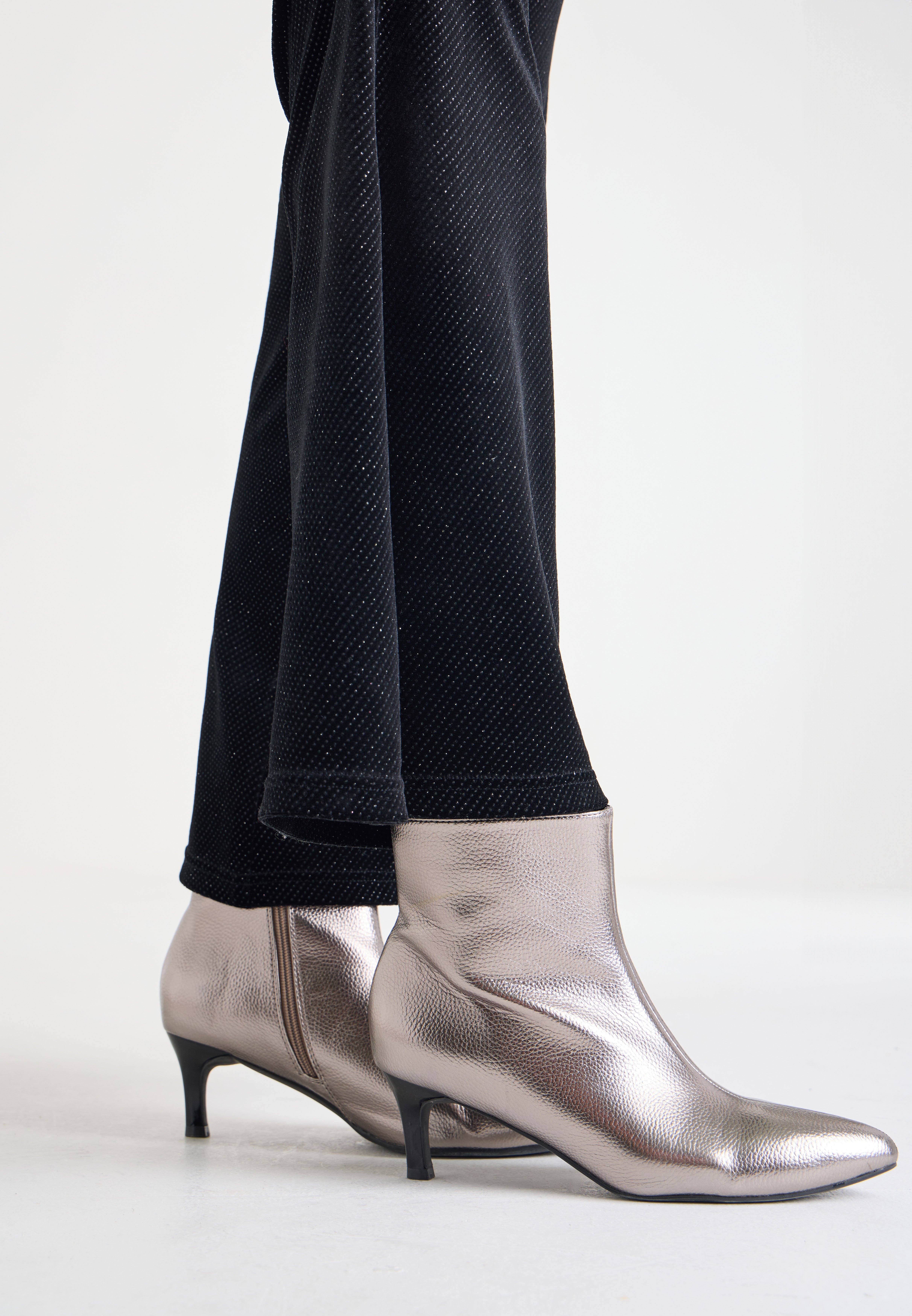 Metallic kitten heel boots best sale