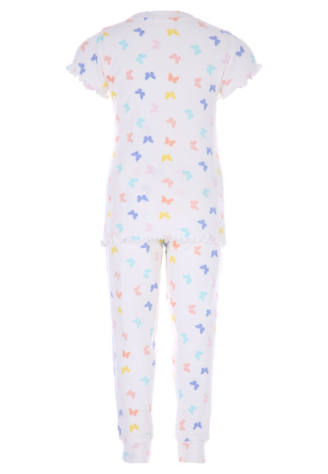Younger Girls Cream Butterfly Pyjama Set