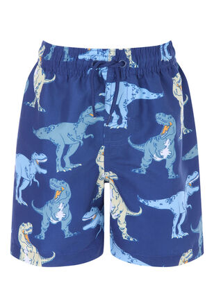Younger Boy Blue Dinosaur Swim Shorts