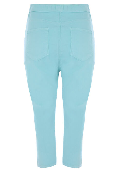 Womens Aqua Plain Kate Cropped Jeggings