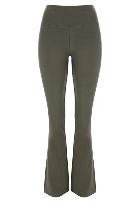 Womens Khaki Jersey Flare Leggings