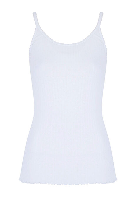 Womens Plain White Thermal Camisole Top