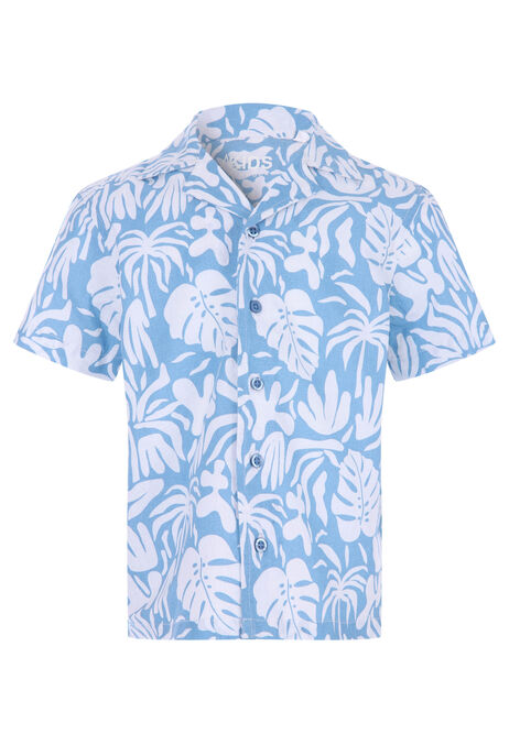 Younger Boys Light Blue Leaf Shirt 