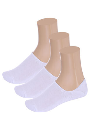 Womens 3pk White Square Front Footlets