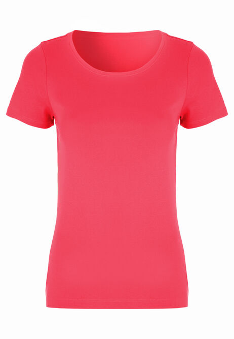 Womens Plain Pink Crew Neck T-shirt