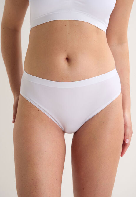 Womens White Seam Free High Leg Briefs