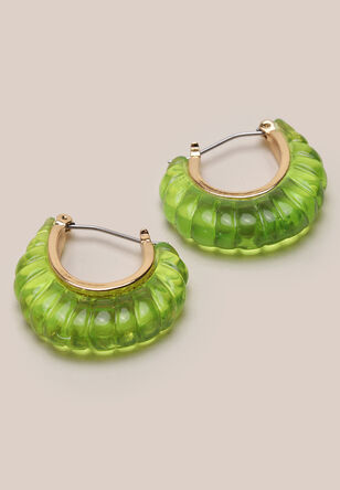 Womens Lime Green Resin Hoop Earrings 