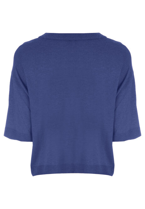 Womens Blue 3/4 Sleeve Jumper T-shirt