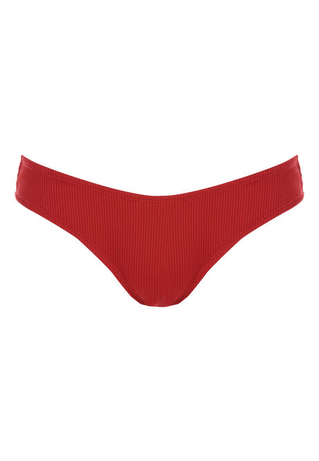 Womens Red Ribbed Bikini Bottoms