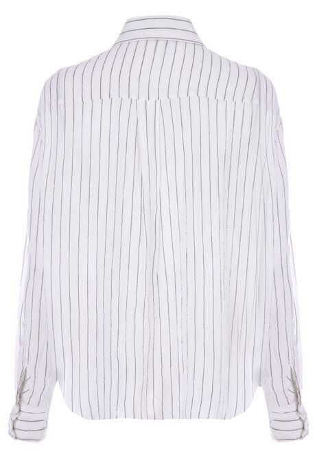 Womens White Linen Pinstripe Shirt