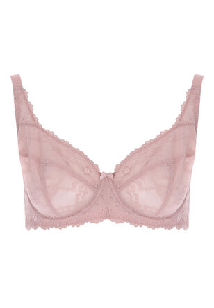 Womens Pink DD+ Non Padded Lace Bra