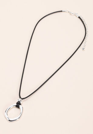 Womens Silver Pendant Cord Necklace