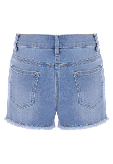 Older Girls Blue Distressed Denim Shorts