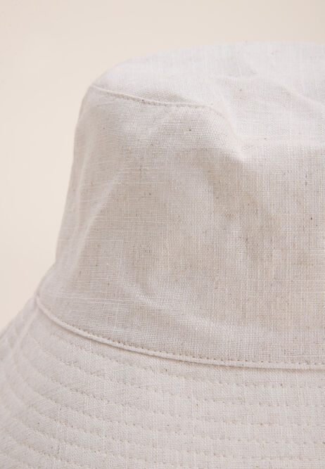 Womens Natural Linen Bucket Hat
